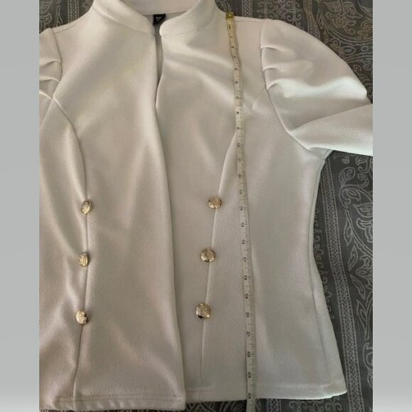 White Blazer with Gold Accent Buttons - Picture 3 of 5
